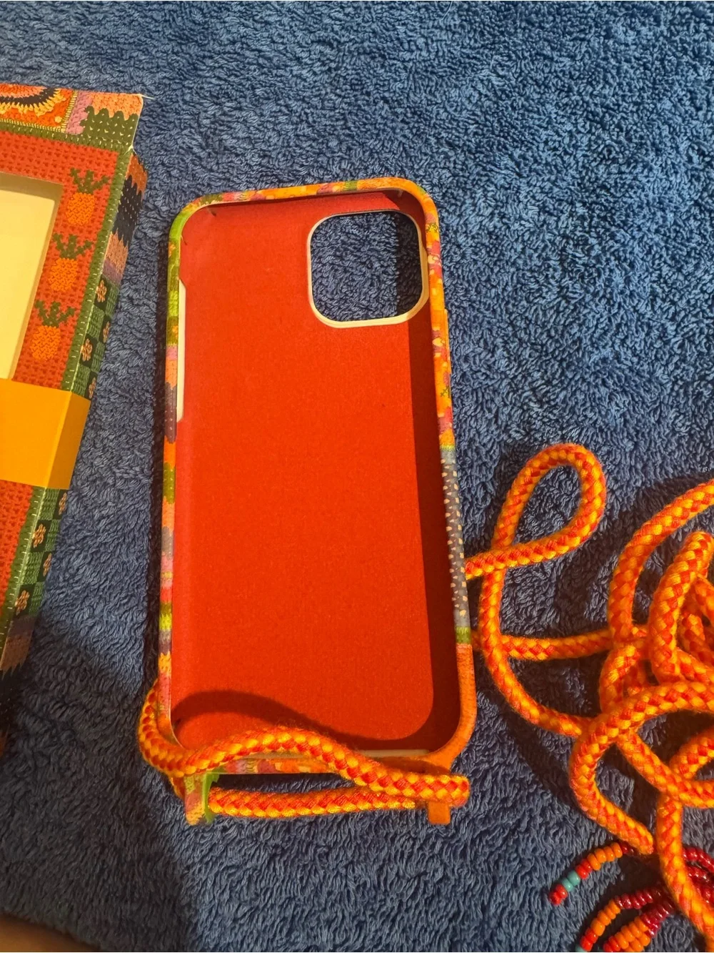 FARM Rio Capinha Trim iPhone 12 Patchwork Phone Case with Beaded Strap
